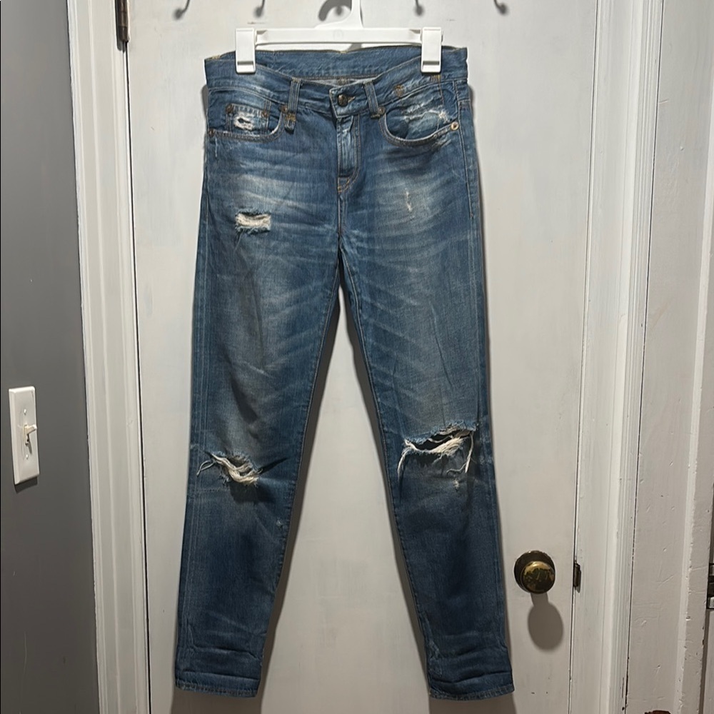 R13 distressed skinny jeans
